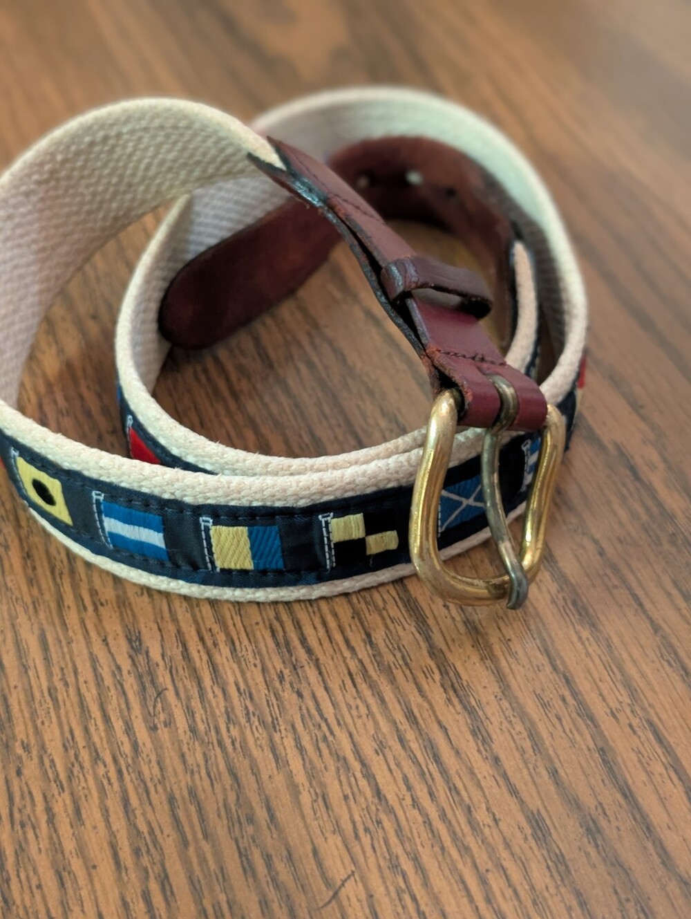 Leatherman LTD Nautical Flag Belt with Brown Leather Brass